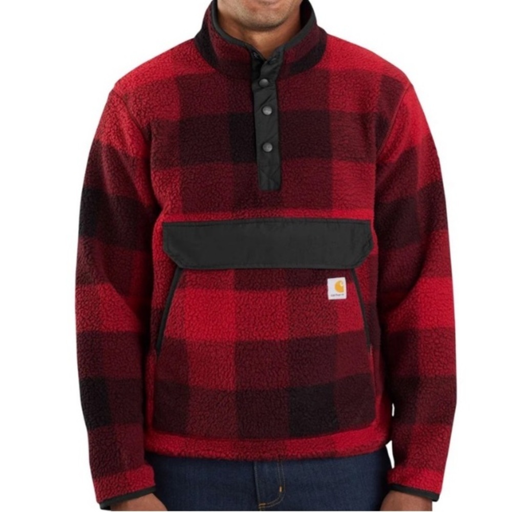 Carhartt Relaxed Fit 1/4 Snap Buffalo Fleece Pullover Jacket Size M​